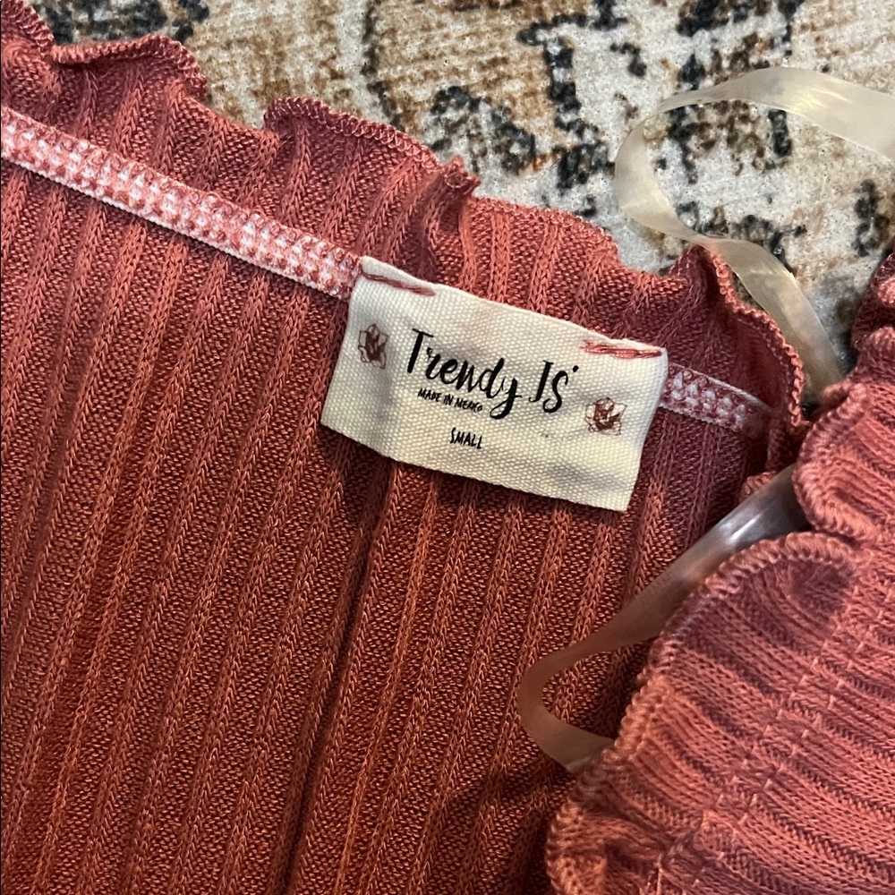 Rust Off-Shoulder Buttoned Top - Picture 3 of 3